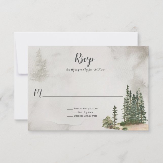 In die wilden Bäume Rustikale Hochzeit | RSVP Karte (Vorderseite)