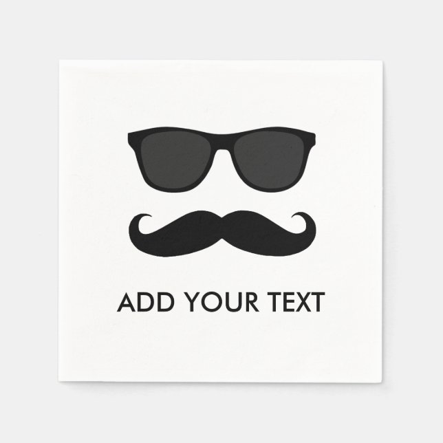 IN DISGUISE BLACK MUSTACHE SUNGLASSEN PARTY SERVIETTE (Vorderseite)