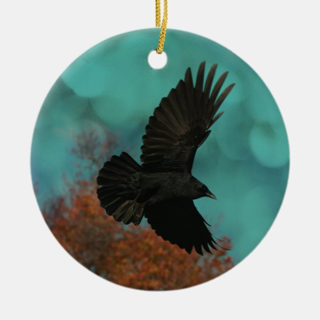 In einem Aqua Blue Sky fliegt die Keule Keramik Ornament (Vorne)