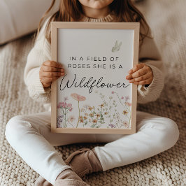 In einem Feld der Rosen Wildblumen-Kinderzimmer-Ku Poster