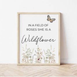 In einem Feld voller Rosen Boho Wildflower Girl Nu Poster