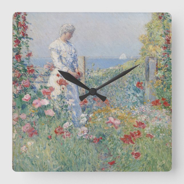In einem Gartenbild Quadratische Wanduhr (Vorderseite)
