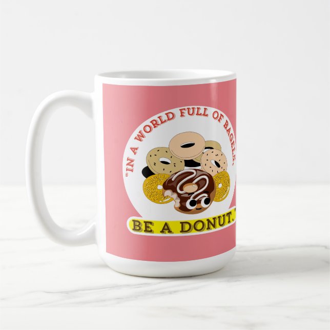 IN EINEM WORT VON BAGELS, SEIN EIN SPENDE KAFFEETASSE (Links)