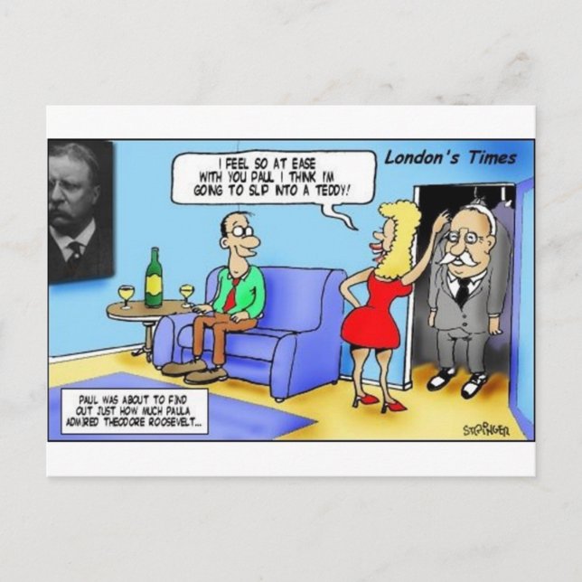 In einen Teddy gehen..Roosevelt Funny Gifts Tasse  Postkarte (Vorderseite)