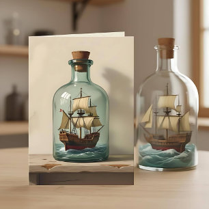 In einer Flasche verschicken   Happy Birthday Vate Karte