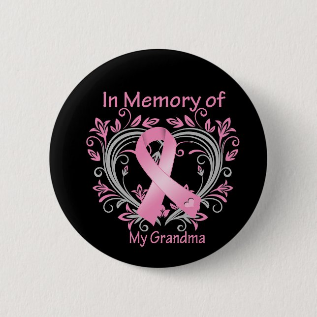In Erinnerung an mein Oma-Brustkrebs-Herz Button (Vorderseite)