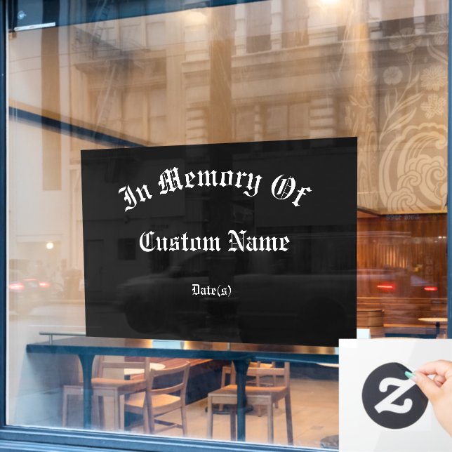 In Erinnerung riesige Hommage Fensteraufkleber (Café-Fenster)