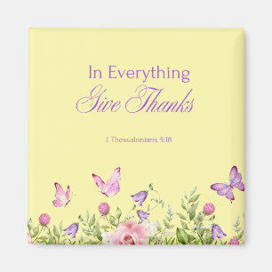 "In Everything Give Thanks" Crème 2" Magnet Carré
