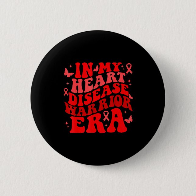 In February We Wear Red Heart Disease Awareness Wa Button (Vorderseite)