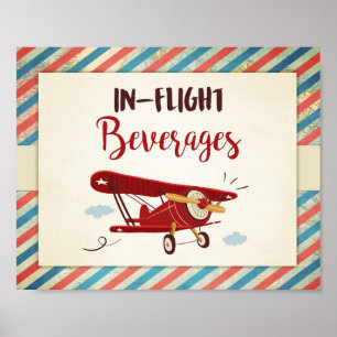 In Fluggetränken unterzeichnen Flugzeug Bar Food T Poster