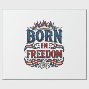 In Freiheit geborenes patriotisches Vintage-Vector Geschenkpapier