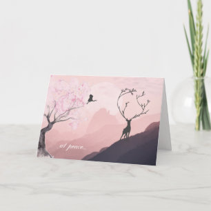 in Frieden, Rosa Sonnenaufgang Frühlingsszene Japa Karte