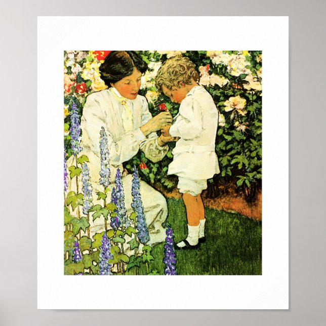 "In Garden" von Jessie Willcox Smith Poster (Vorne)