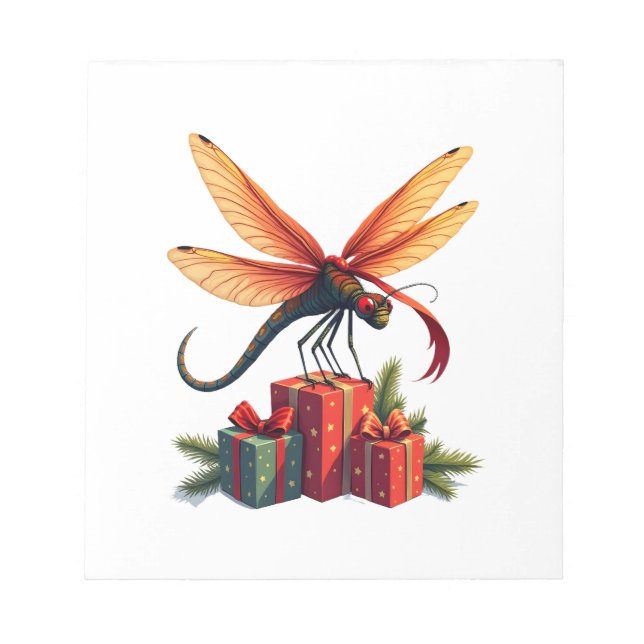 In Geschenkpapier eingewickelte Libelle Notizblock (Vorderseite)