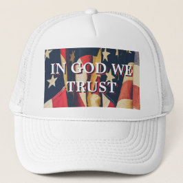 In God We Trust USA Flag White Truckerkappe