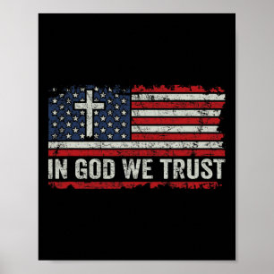 In God We Trust - Vintage-Flagge der USA Kreuz Pat Poster