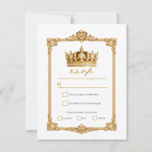 In Gold gekrönt Königskrone Elegante Hochzeit RSVP Einladung