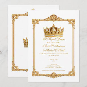 In Gold gekrönte königliche Krone elegante Hochzei Einladung