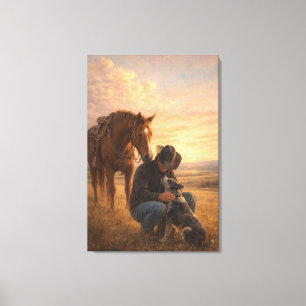 In Good Company   Cowboy Horse Dog   Stretched Leinwanddruck