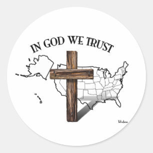 In Gott vertrauen wir auf das robuste Kreuz und di Runder Aufkleber