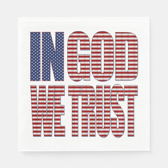 In Gott vertrauen wir US Flagge Christlichen Text Serviette (Vorderseite)