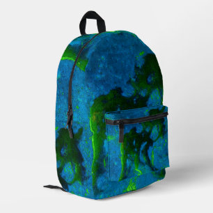 in Grüntönen Abstrakter Kalkstein und Aqua Blues B Bedruckter Rucksack