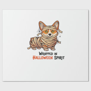 In Halloween-Geist gehüllt � Mumien-Corgi mit Spi Geschenkpapier