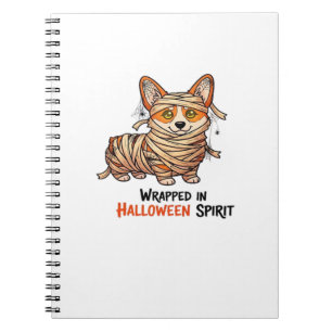 In Halloween-Geist gehüllt � Mumien-Corgi mit Spi Notizblock