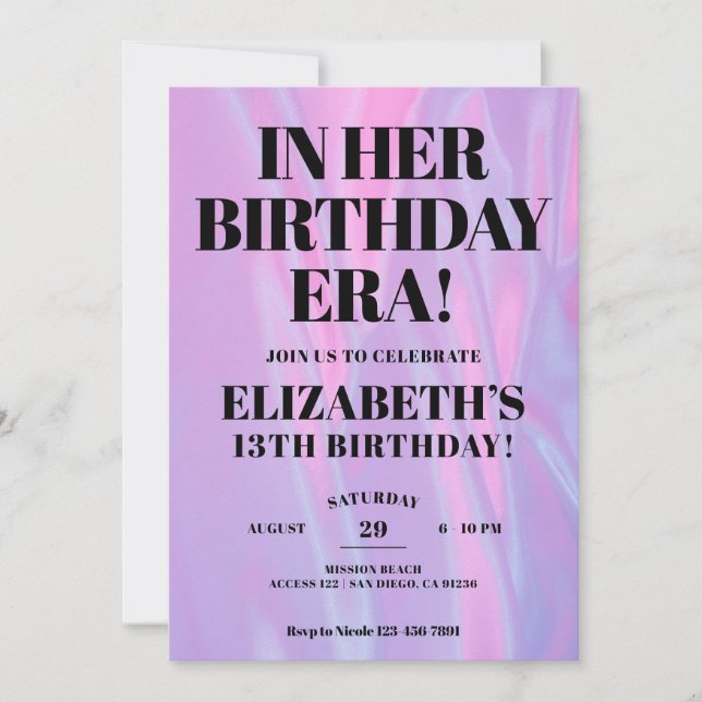 In Her Birthday Era Any Age Eras Birthday Party Einladung (Vorderseite)