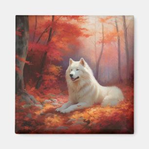 In Herbstleaves Inspiriert Samoyed Magnet