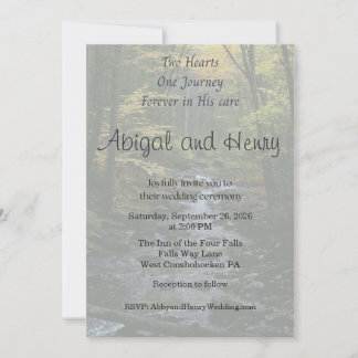 In His Care Forest Photo Wedding Invitation Einladung