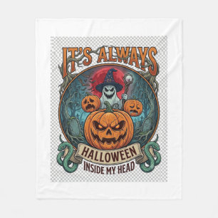 In Ihrem Kopf ist immer Halloween Kürbis Geistersc Fleecedecke