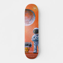 In Ihren Augen - Astronaut und Boombox-Roboter Skateboard
