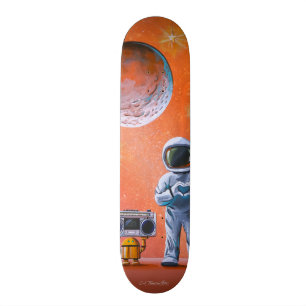 In Ihren Augen - Astronaut und Boombox-Roboter Skateboard