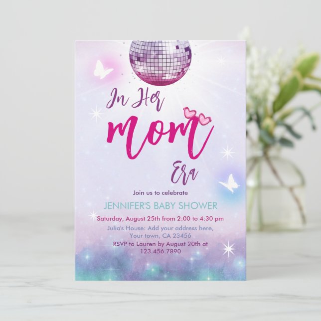 In ihrer Mama ÄA Lila Music Baby Dusche Einladung (Stehend Vorderseite)