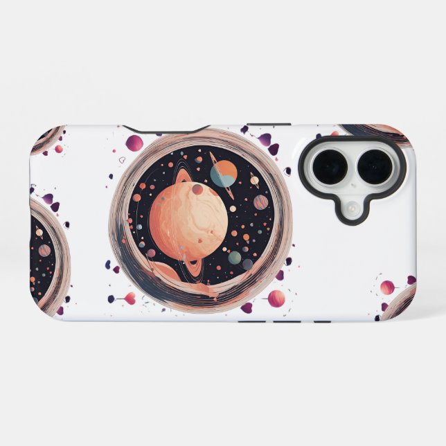 💖 🌠 "In Ihrer Umlaufbahn gefangen" iPhone 16 Hülle (Rückseite (Horizontal))