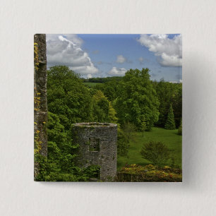 In Irland, auf dem Schloss Blarney, ein Steinturm  Button