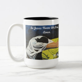 In Jesus Name beten wir, Amen. Zweifarbige Tasse