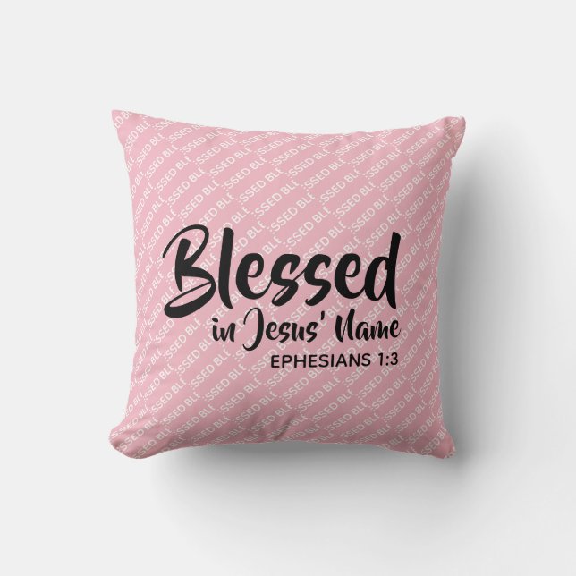 IN JESUS' NAME Christliche Schrift Pink Kissen (Vorderseite)