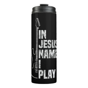 In Jesus Name I Play Guitar Christian Guitar Playe Thermosbecher