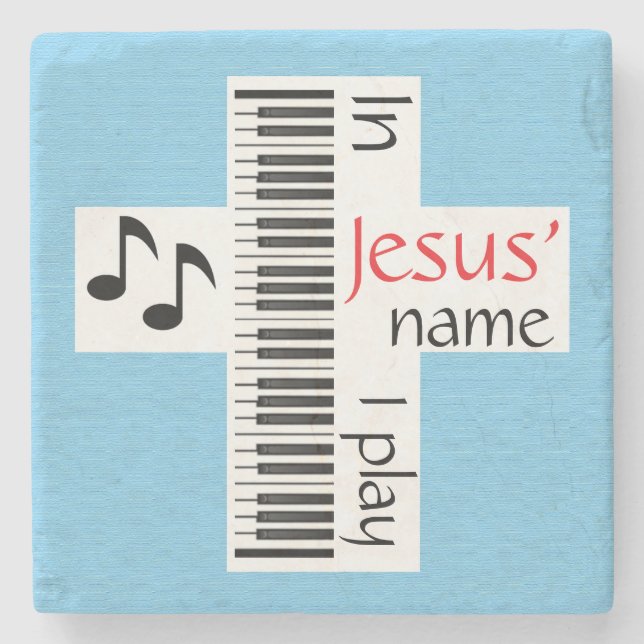In Jesus Name spiele ich Steinuntersetzer (Vorderseite)