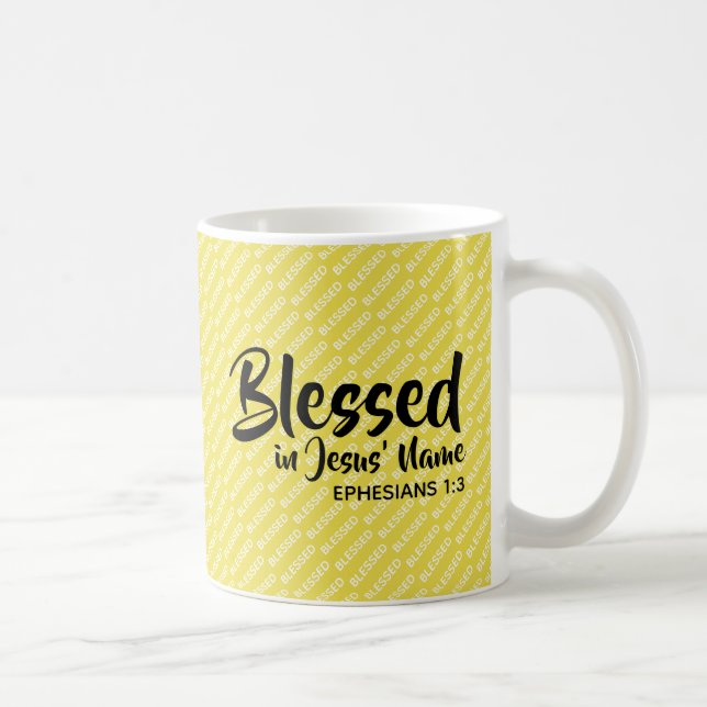 IN JESUS' NAMEN Christliche Schrift Gelb Kaffeetasse (Rechts)
