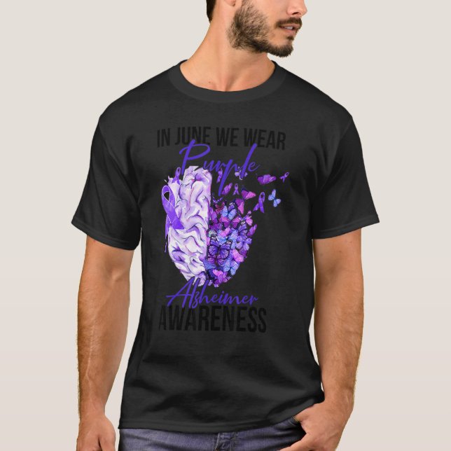 In June We Wear Purple Alzheimer Awareness Brain T-Shirt (Vorderseite)