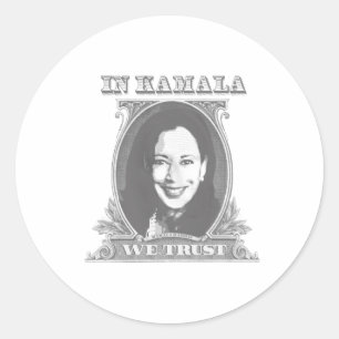In Kamala vertrauen wir Kamala Harris Dollar Bill Runder Aufkleber