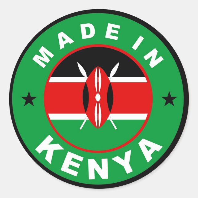 in Kenya-Länderflagge Runder Aufkleber (Vorderseite)