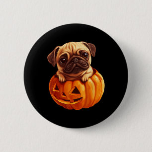 In Kürkin Halloween Pugkin Niedlicher Mops Hallowe Button