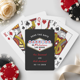 In Las Vegas geheiratet Black Save the Date Spielkarten