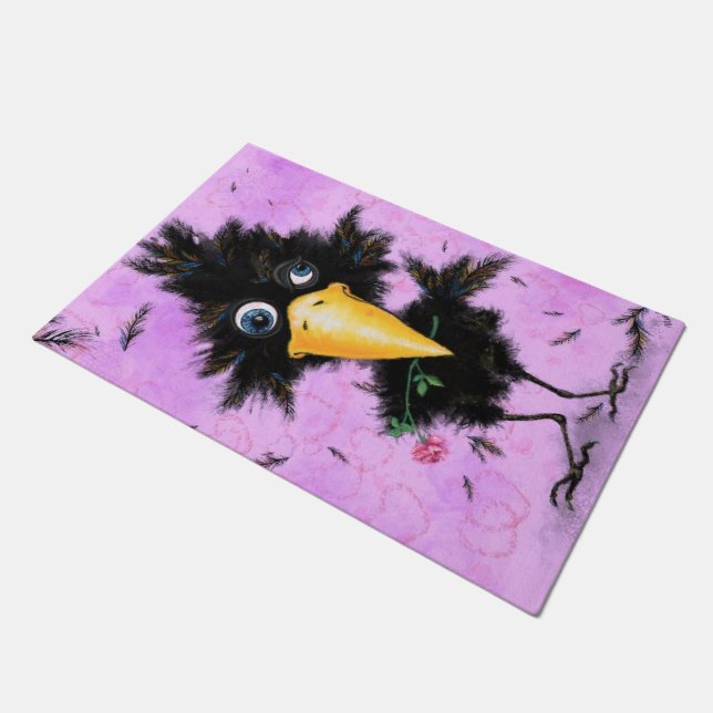 In Liebe Crow - Funny Fußmatte (Schrägansicht)