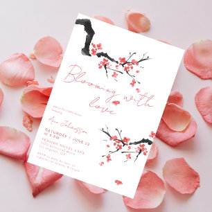 In Liebe Erblühend Rosa Kirschblüten-Baby-Party Einladung