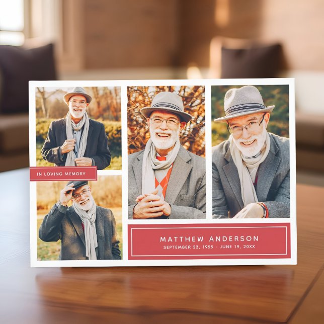 In Liebe Erinnerung Moderne Farbe Vier Fotos Dankeskarte (Von Creator hochgeladen)